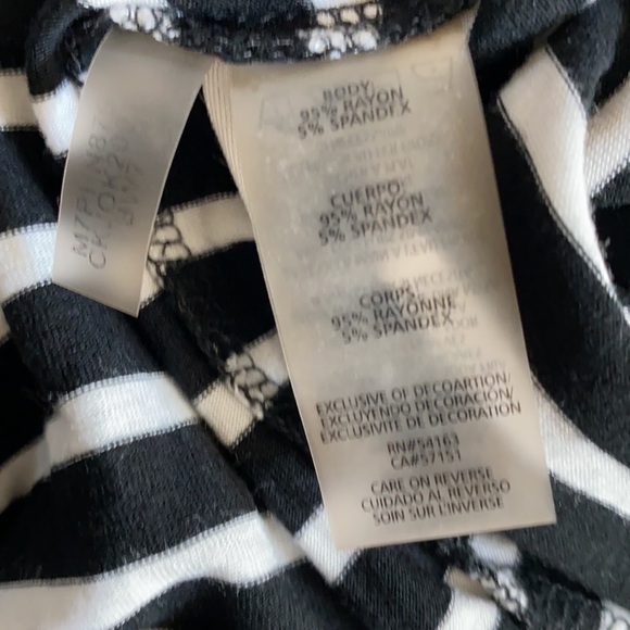 Calvin Klein Soft Black & White Striped Tie-sleeve Top - Picture 8 of 9
